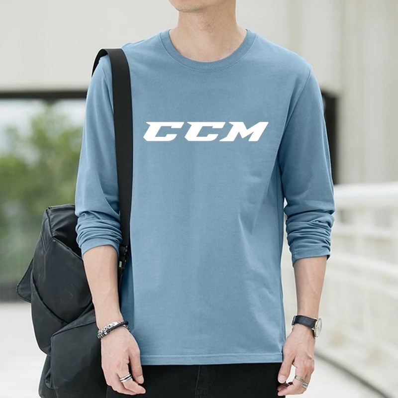 

Мужская футболка с длинным рукавом CCM, Повседневная Классическая хлопковая Футболка с круглым вырезом, топы, Мужская брендовая футболка для...