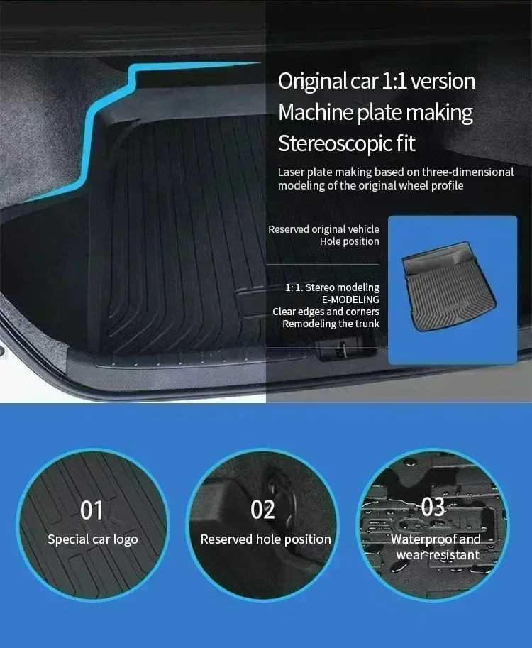 Фото Для Volkswagen VW Tiguan L Allspace 2017 ~ 2023 автомобильный коврик для заднего багажника, антигрязный материал TPE, подкладка для багажника, поднос для багажника, коврик для хранения №4