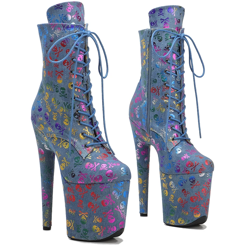 Leecabe  20CM/8inches lady ankle boots High Heel   platform Pole Dance boot