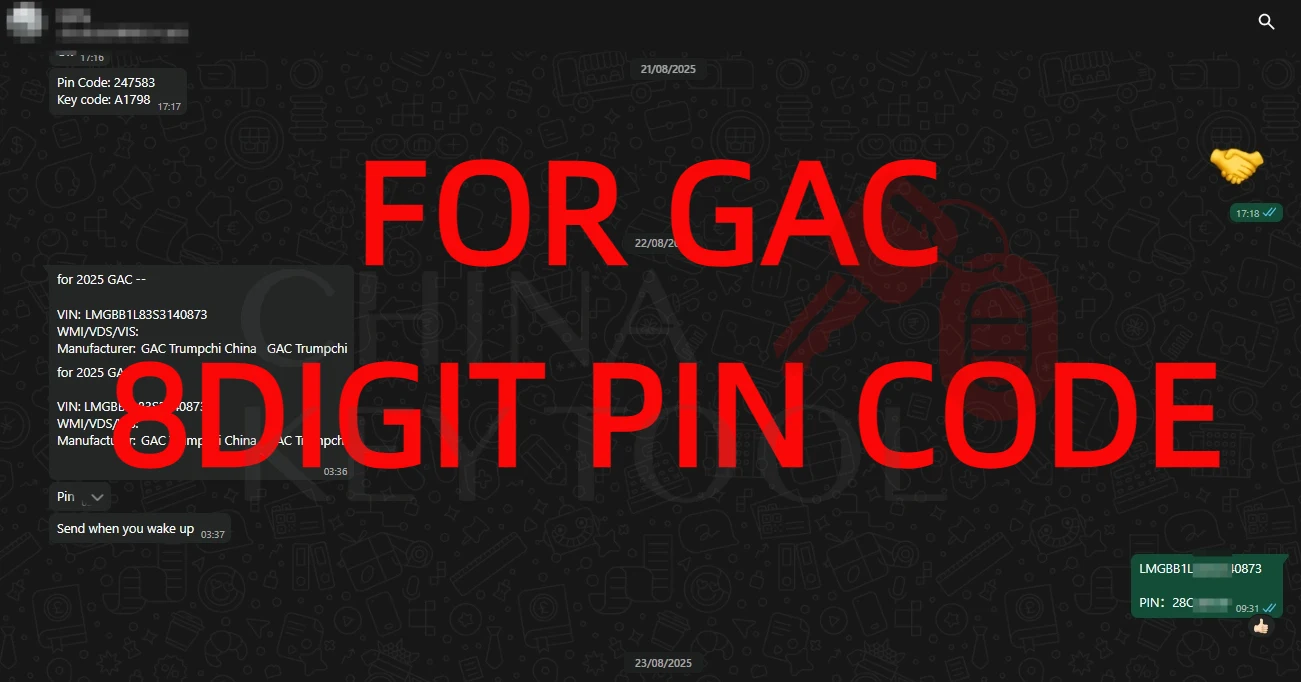 

IMMO PIN-код Проверка номера VIN для программирования ключей для GAC Changan CHERY JAC BAIC HAIMA BYD GEELY FAW HONGQI DONGFENG FOTON