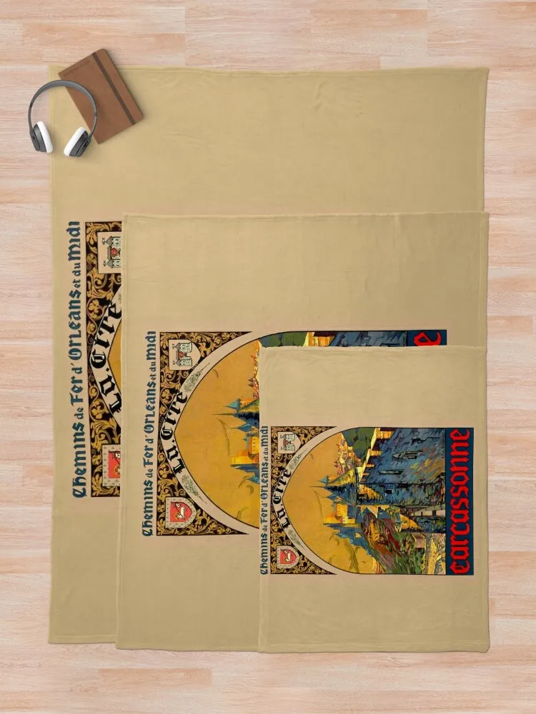 CARCASSONNE FRANCE: винтажное одеяло с принтом для путешествий и туризма роскошный бренд