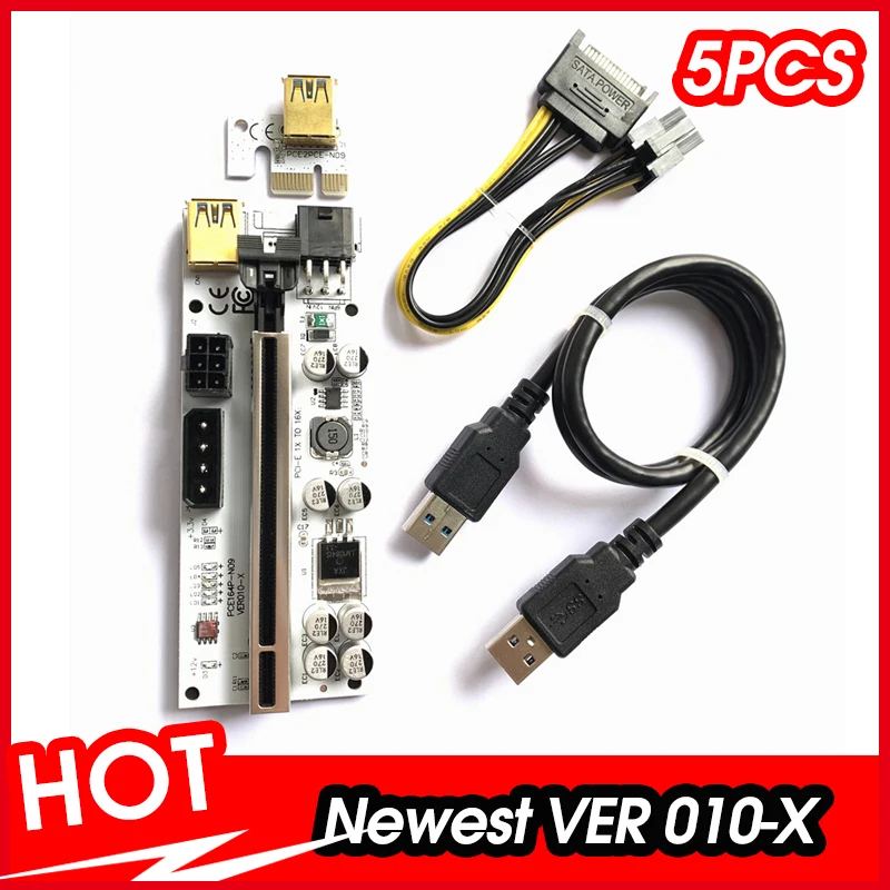 

5-10PCS Riser VER010 USB 3.0 PCI-E Riser VER010-X Express Cable Riser For Video Card X16 Extender PCI-E Riser Card For Mining