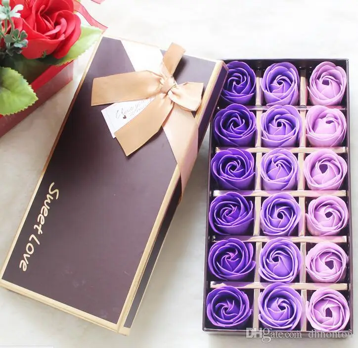 

18PCS Rose Soaps Flower Packed Wedding Supplies Gifts Event Party Goods Favor Toilet Soap Scented Bathroom Accessories
