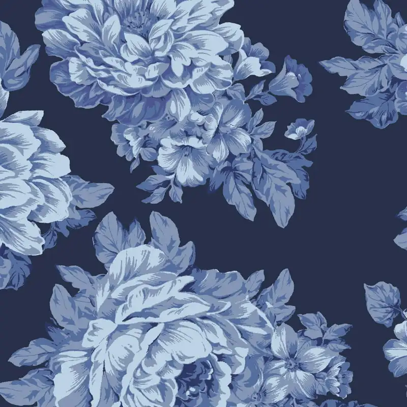 

Walls Decor Blue Fiona Floral Peel and Stick Wallpaper