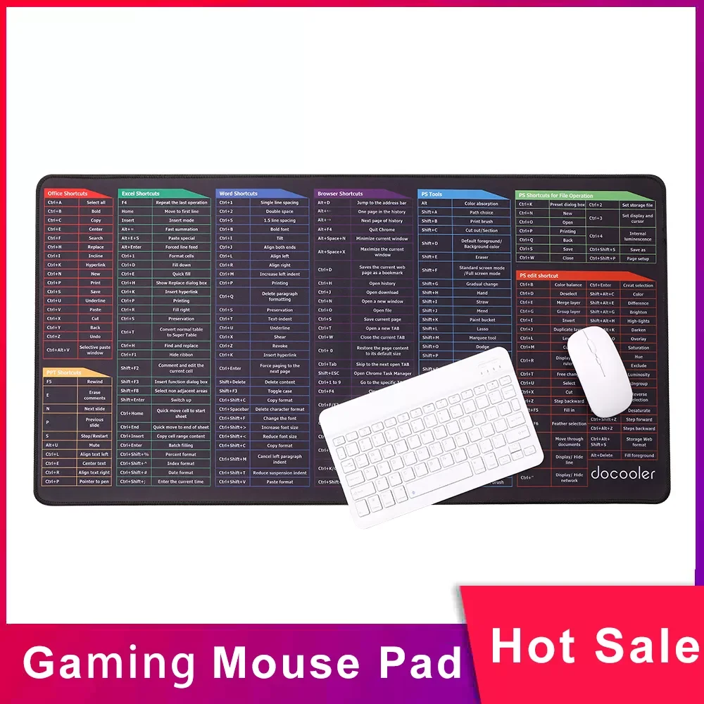 

Oversized Gaming Mouse Pad Keyboard Shortcuts Mouse Pad Computer Office Waterproof Non-slip Large Desk Pad for Computer PC Pad