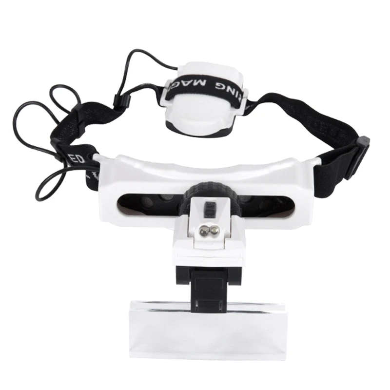 

Head Wear Magnifying Glasses Eyewear Loupe with LED Light Helmet 1X-20X Magnifier Glass for Repair Jeweler Third Hand