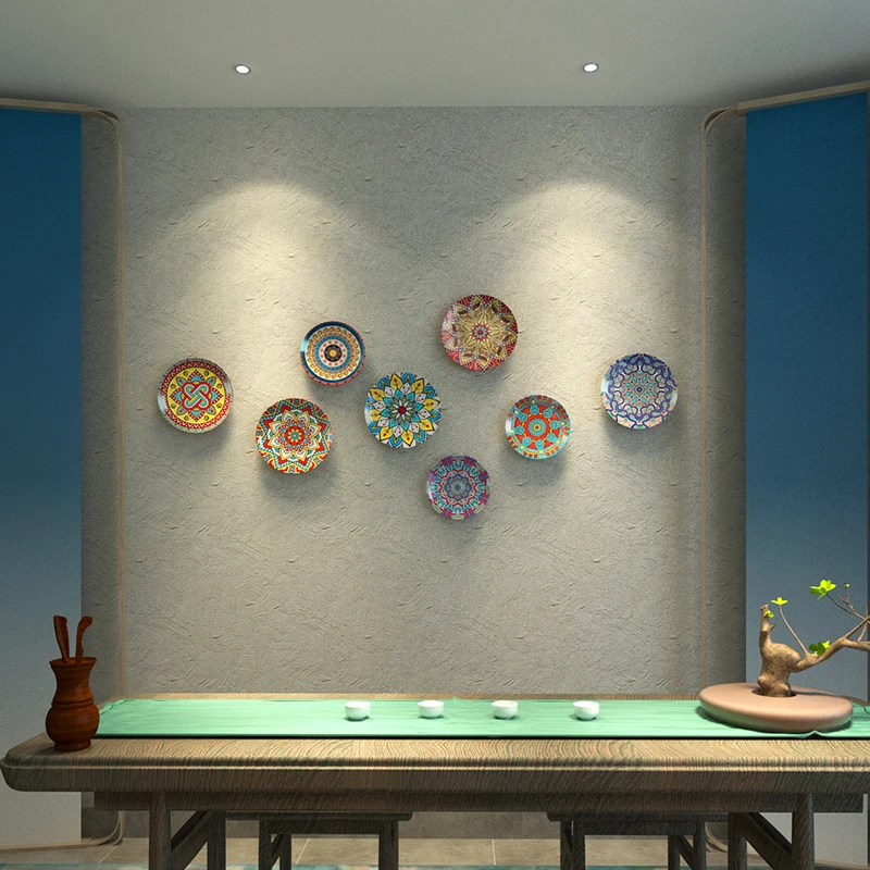 

Керамическая декоративная тарелка в богемном стиле, декоративное украшение для гостиной, подвесная тарелка для украшения стен
