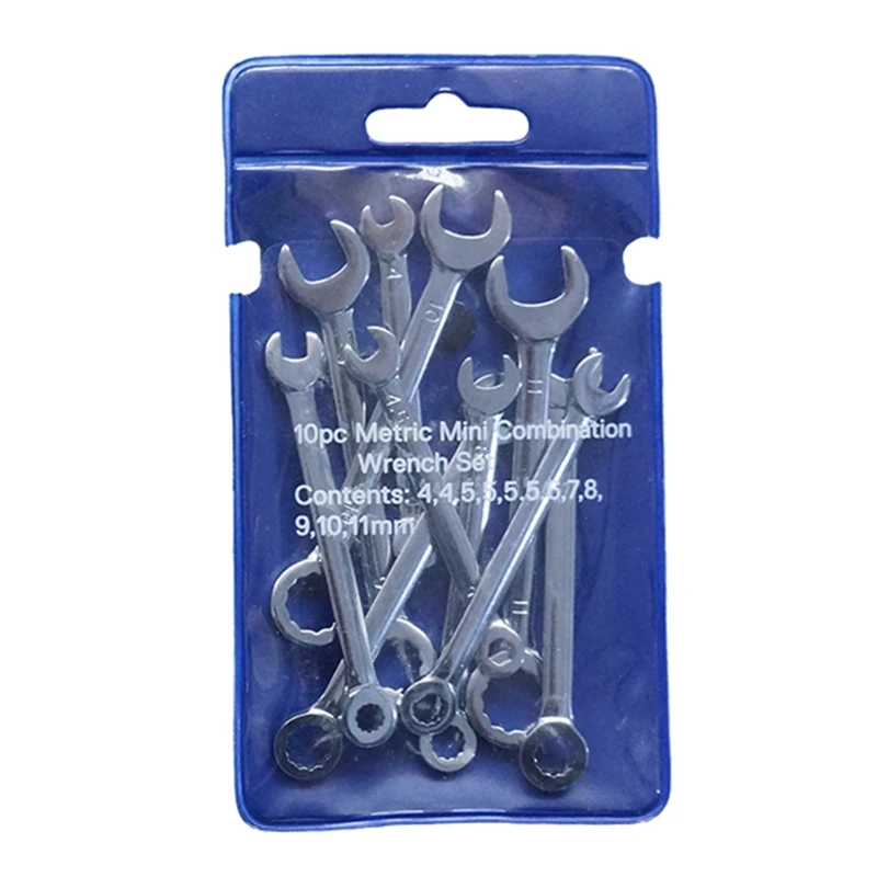 

10Pcs Mini Wrench Set Open End and Box End Standard Combination Wrench Spanner