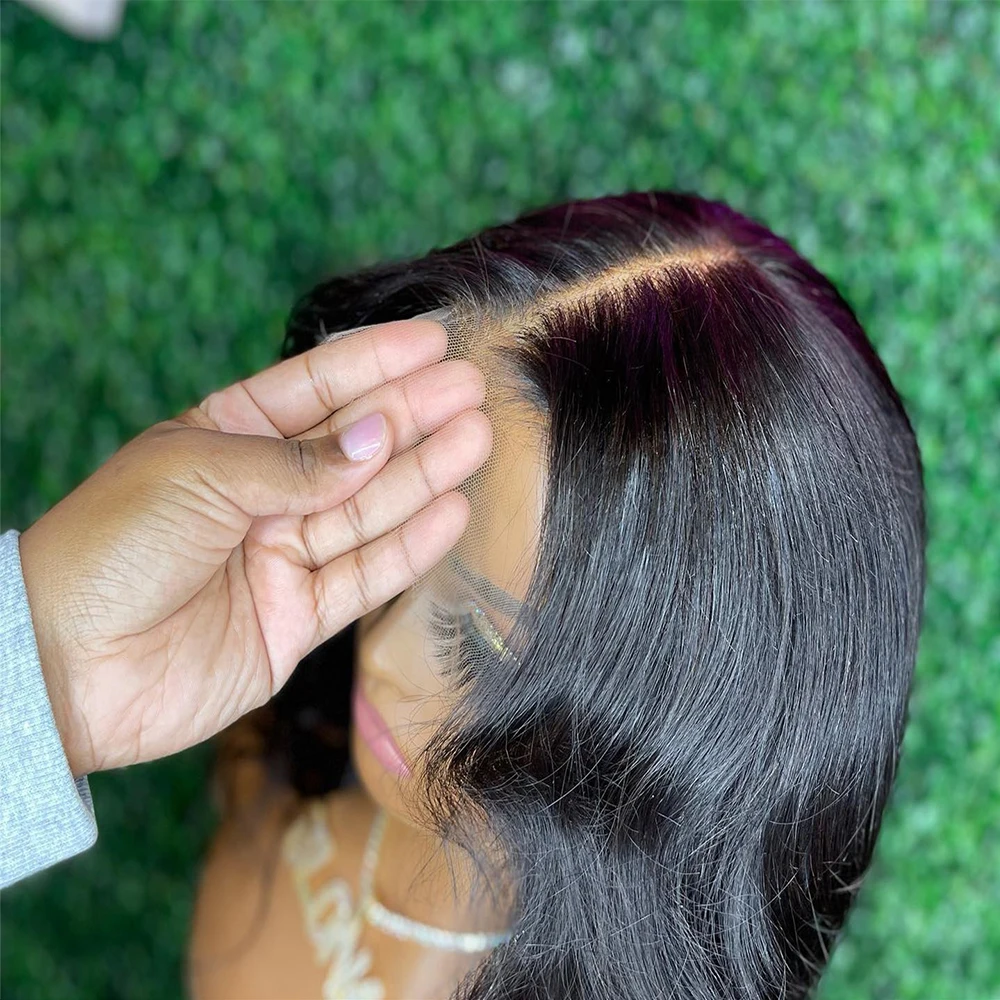 Highlights Color Human Hair Wigs Brown Short Bob Wig For Women 13x4x1 T Part Lace Wigs Brazilian Body Wave Lace Front Wig 180%