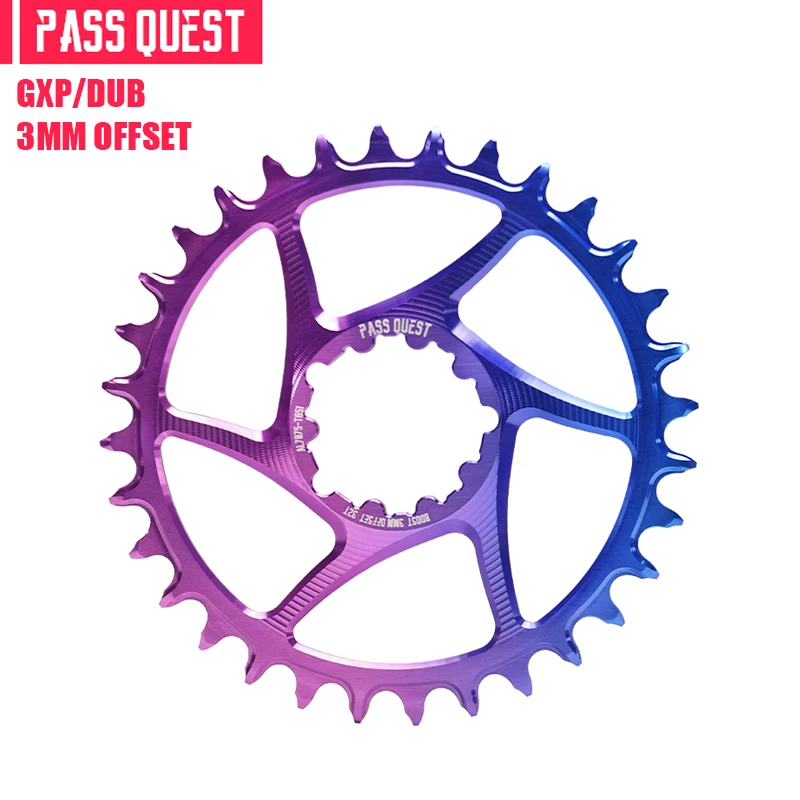 

PASS QUEST 3mm Color Offset Cranks SRAM Gx xx1 Eagle GXP Round/Oval MTB Narrow Cranks 32T-38T Bicycle Cranks Cycling Accessories