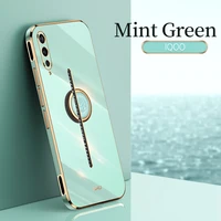 plating square ring holder silicone phone case on for vivo iqoo phone case luxury stand cover