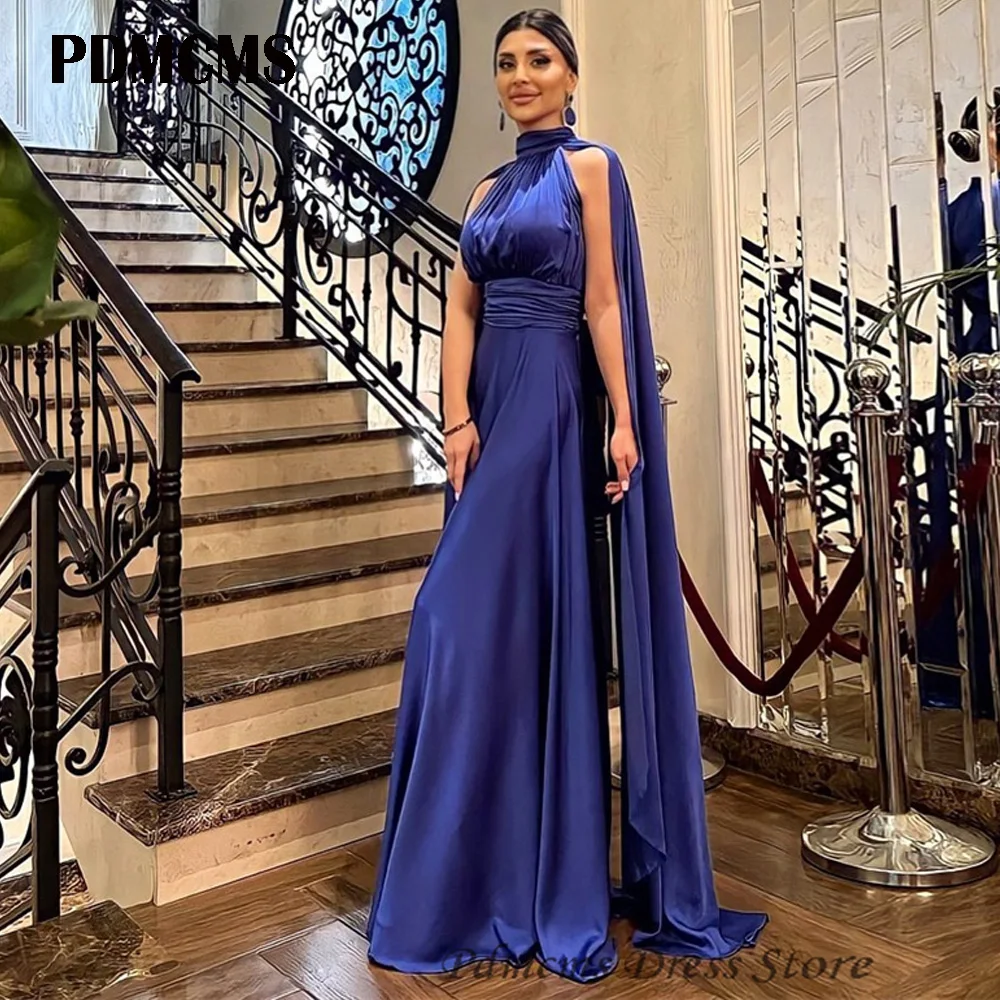 PDMCMS элегантные темно-фиолетовые атласные пляжные вечерние платья Дубай с