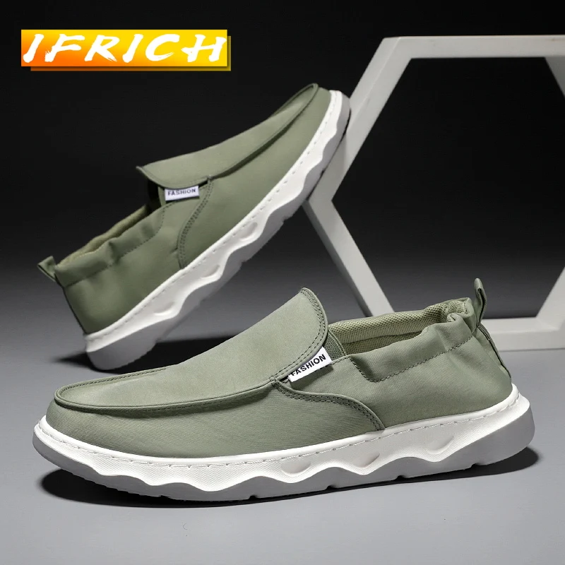 

Туфли мужские холщовые, повседневная прогулочная обувь, без застежки, зеленые, серые, лето