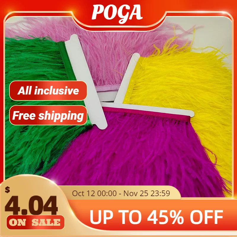 

10Yard High Quality Ostrich Feather Trim Fringe Feather Ribbon 4-6Inch Width Sewing Crafts Costumes Decoration