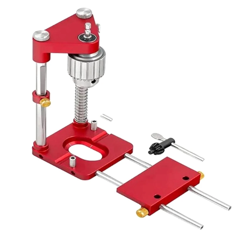 

1 PCS Woodworking Drill Locator Tool DIY Aluminum Alloy Base Positioner Drilling Tool Carpenter Locator Drilling Guide Red