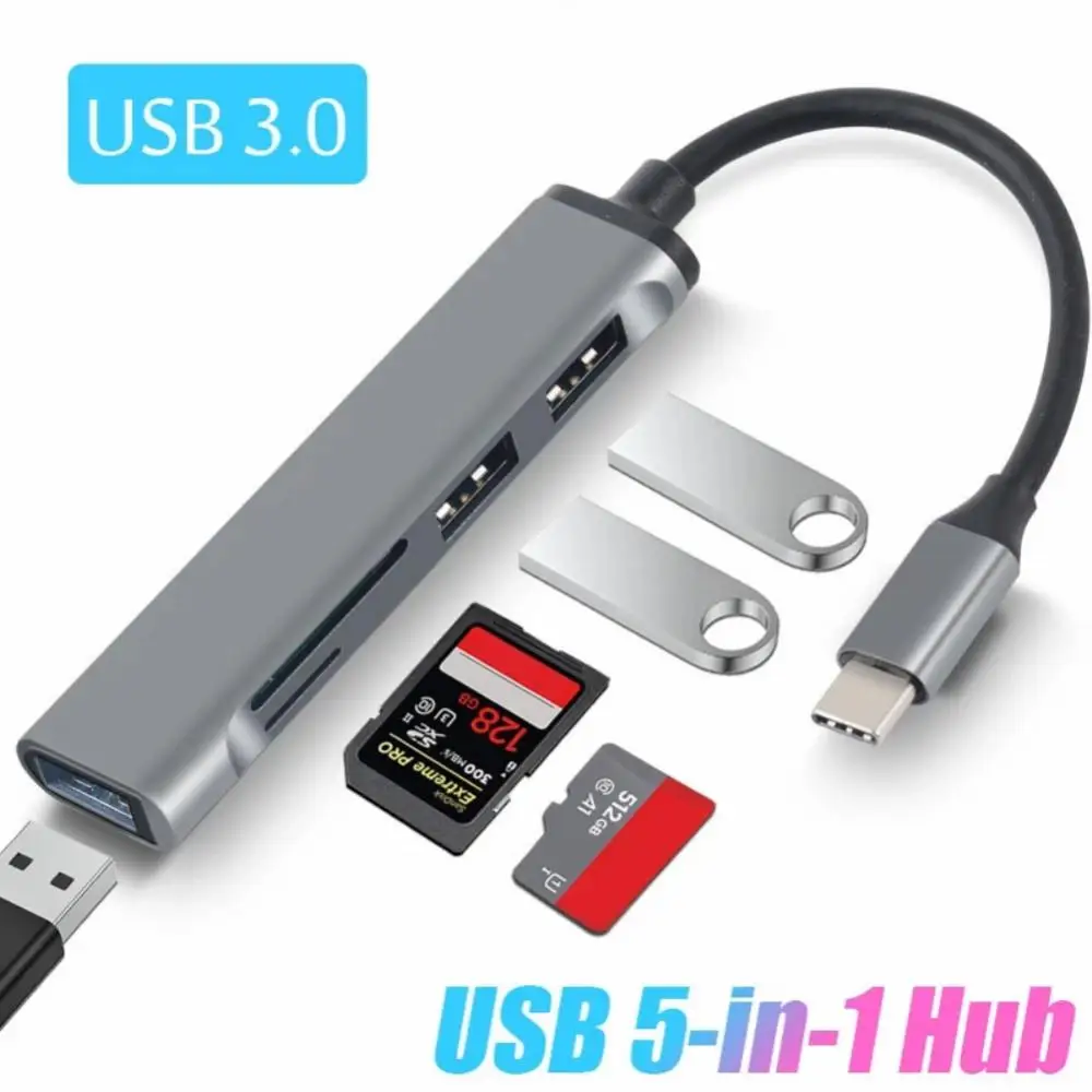 

For Macbook 13 15 Usb Split Hub Converter 5 In 1 Multiport Card Reader High Speed Usb 3.0 2.0 Hub Splitter Pc Accessories