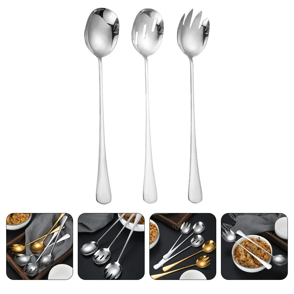 

3pcs Small Durable Simple Spoon Spork Colander Anti-rust Tableware Set