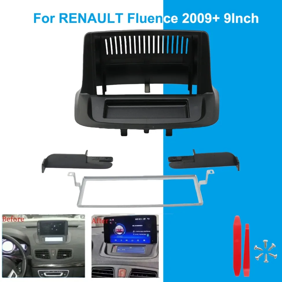 9-дюймовая автомобильная мультимедийная рамка для RENAULT Fluence 2009+, монтажный комплект для автомобильного радио, 9-дюймовая накладка на пластину