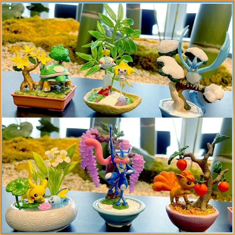 Фото Коллекция Re-Ment Pokemon Poketto Bonsai 3, Articuno, Greninja, Jirachi, Drizzile, миниатюры, экшн-фигурка, модель игрушки в подарок №1