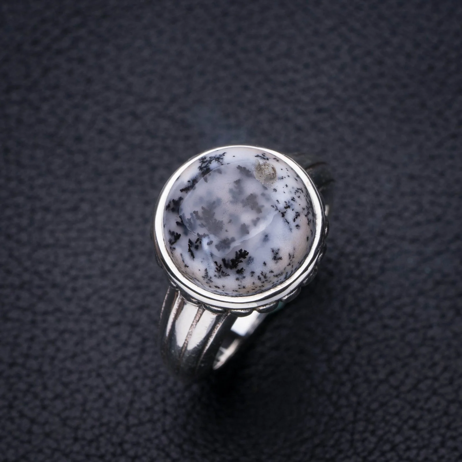 

StarGems Natural Dendritic Opal Handmade 925 Sterling Silver Ring 7 E8268