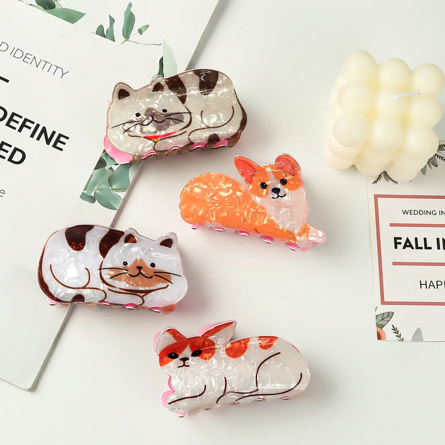 DuoShang Симпатичные зажимы для волос в виде мультяшных животных кошек щенков