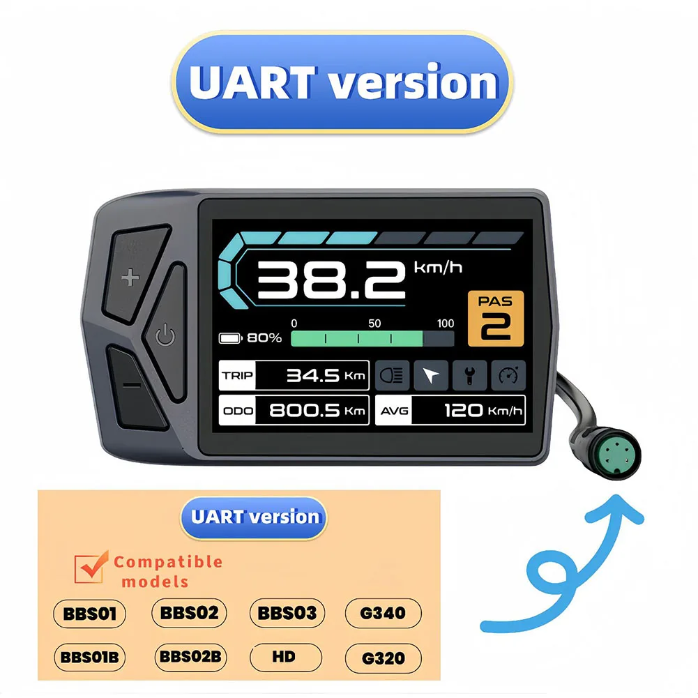 Электрический велосипед с двигателем Bafang BBS01 02 02B 03 HD B02N ЖК-дисплей U-ART аксессуары