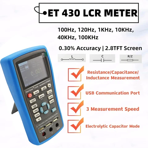 ET430 ET431 ET432 ET433 Многофункциональный портативный цифровой мостовой измеритель LCR Высокоточный измеритель емкости и индуктивности сопротивления