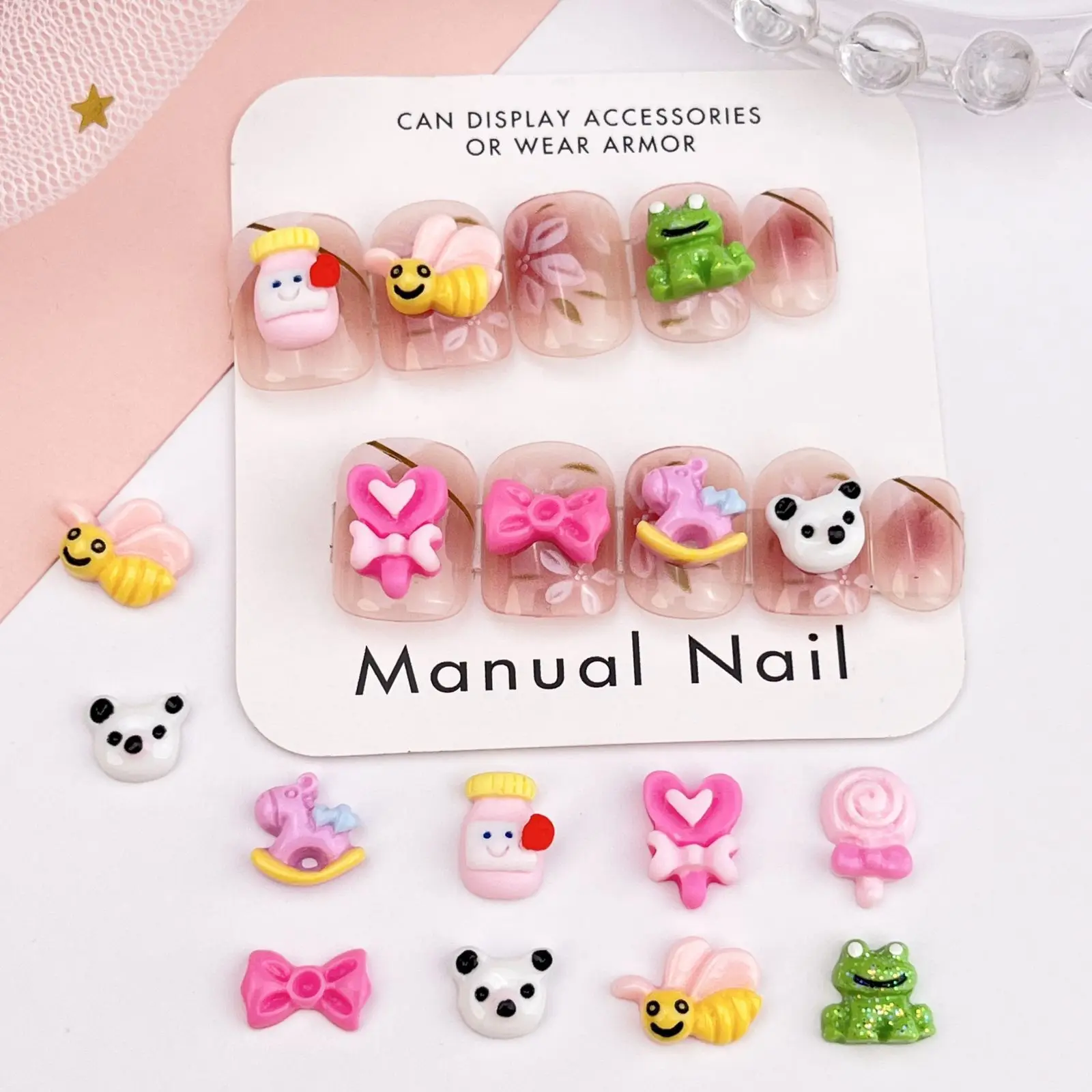 20 шт. мини-подвески для ногтей с изображением пчелы и панды изготовления своими