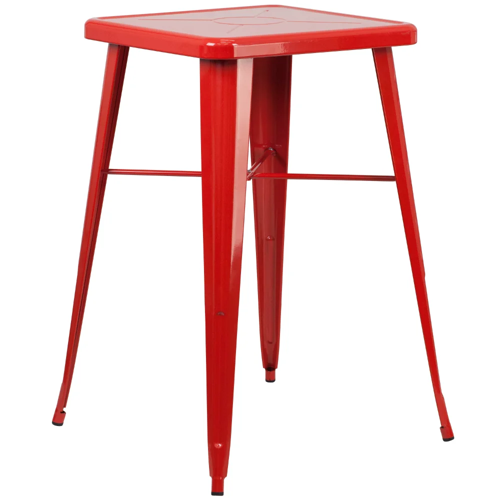 

Commercial Grade 23.75" Square Red Metal Indoor-Outdoor Bar Height Table