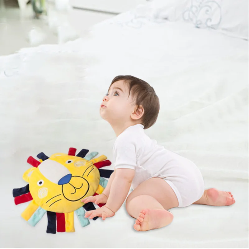 

Kids Toys Baby Cute Cartoon Lion Soothe Doll Pillow Cushion with Bell Sound Paper Multifunction Newborn Accompany Plush Toy