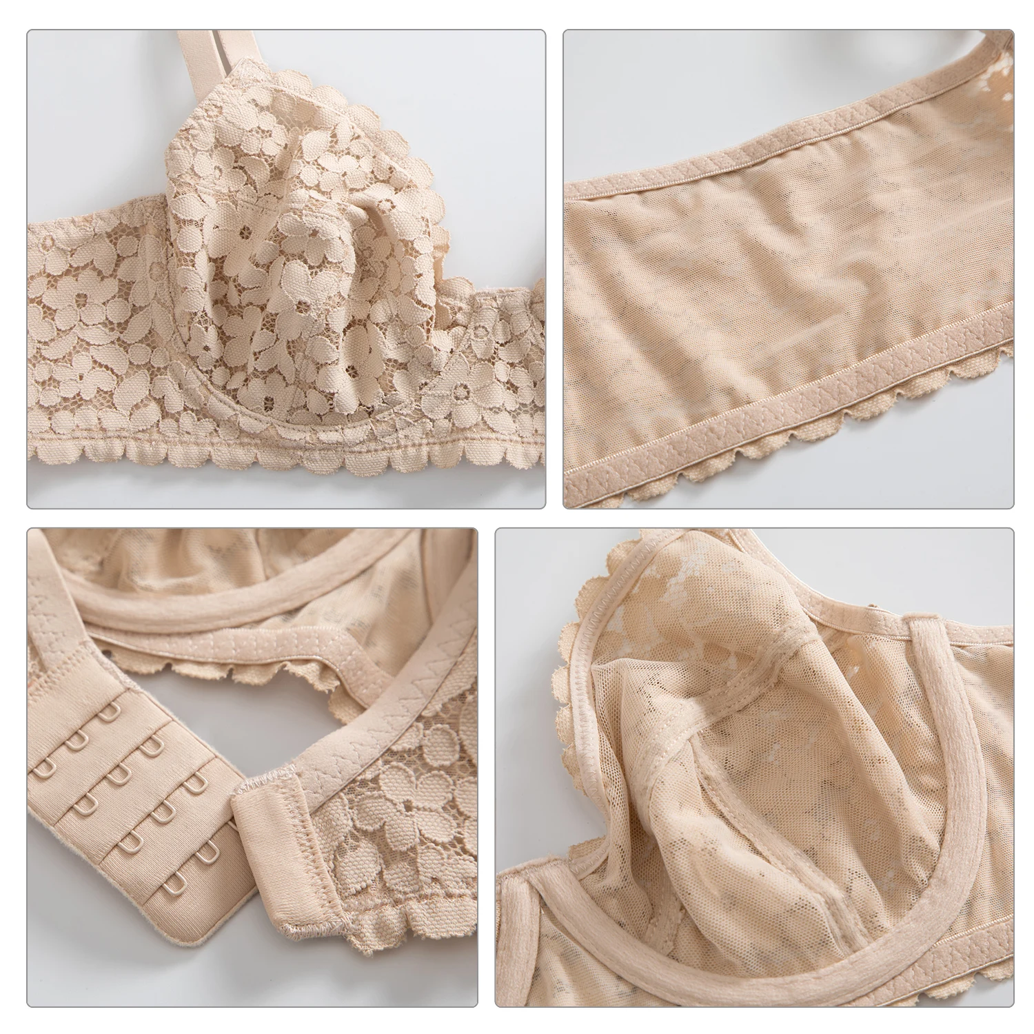 DOBREVA Full Coverage Unlined Lace Bra For Women's  Plus Size Minimizer Sexy Bralette