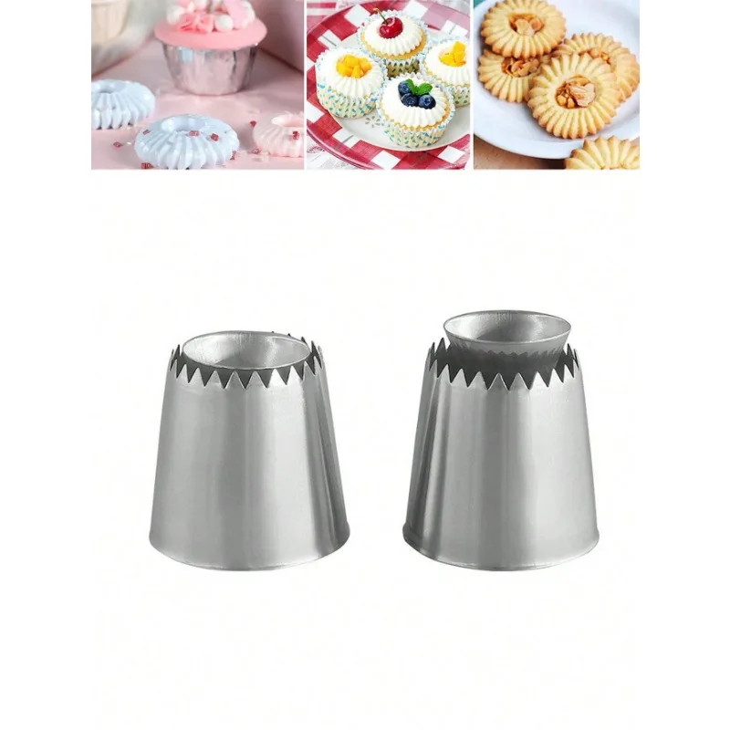 

2pcs/set Hollow Ring Cookie Cutter & Piping Nozzle For Baking, Suitable For Meringue, Frosting & Cream