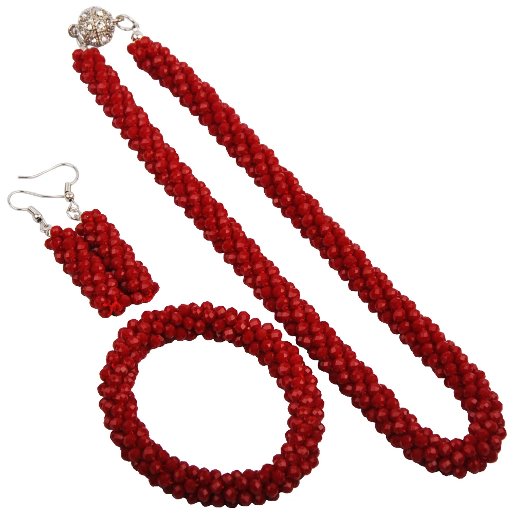 Непрозрачное красное ожерелье для костюма Африканские свадебные бусины