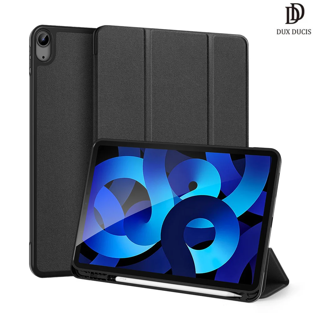 

Tablet Leather Case for iPad Air 4/5 10.9 Auto Sleep Wake DOMO Series Trifold Protective Case with Pencil Holder Magnet Closure