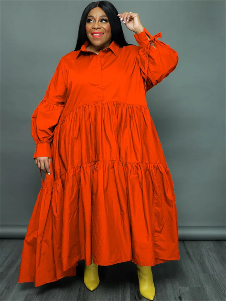 Plus Size Shirt Dresses for Women Clothing Casual Loose Big Swing Maxi Dress Fashion Streetwear Wholes 3xl 4xl 5xl 6xl