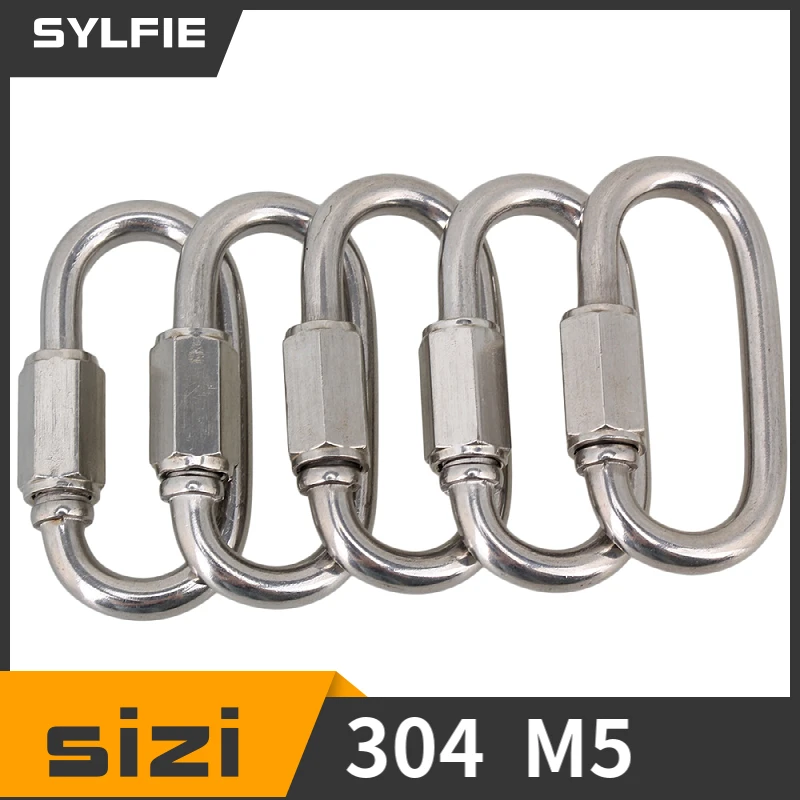 5 шт. Многофункциональный Нержавеющая сталь Quick Овальный Screwlock ссылку замок карабин M5
