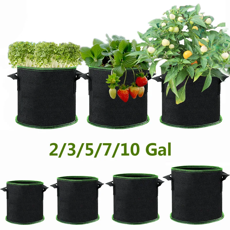 

2/3/5/7/10Gallon Flower Plants Grow Bags Planting Potato Tomato Fabric Container Vegetable Nursery Pots Bag Home Garden Decor