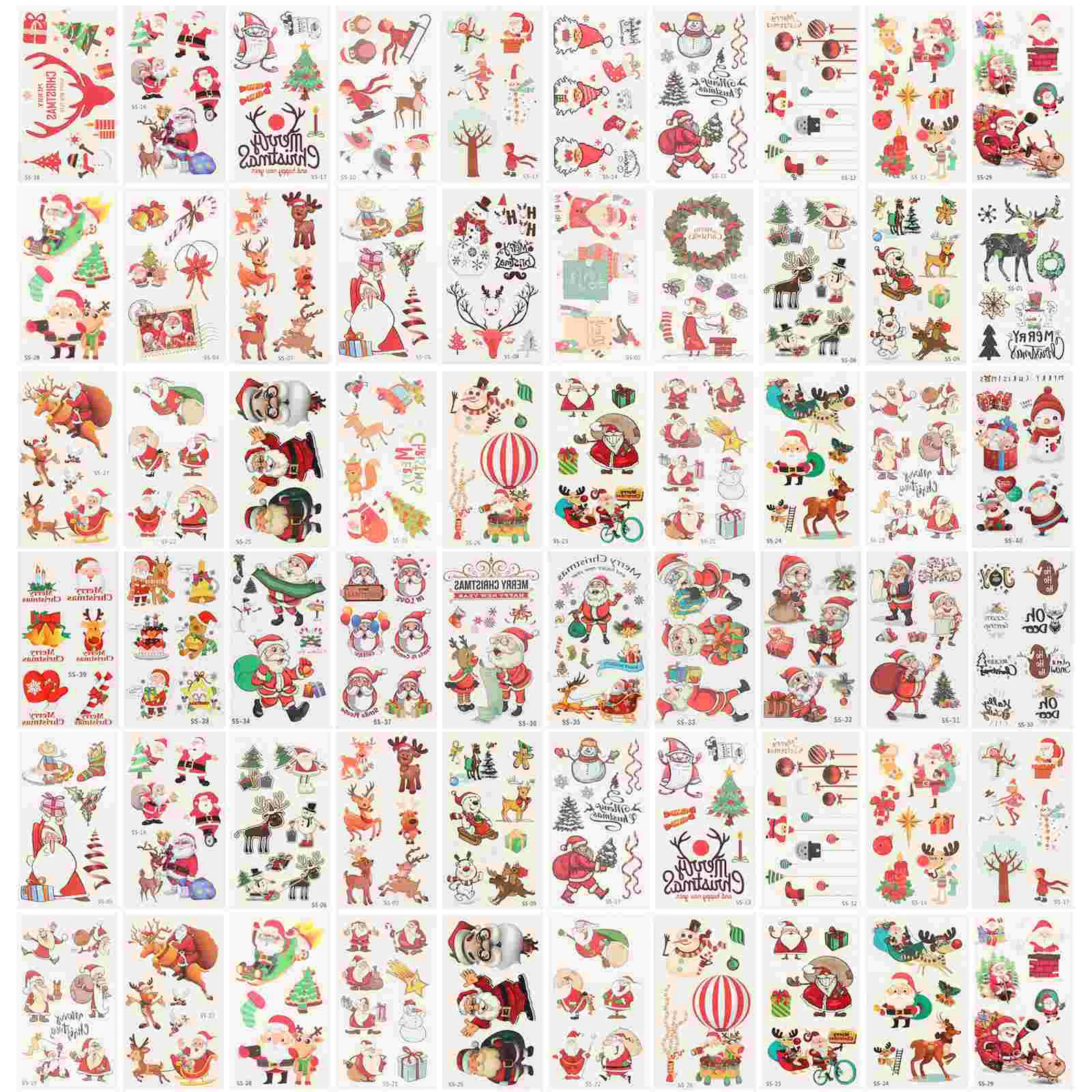 

60Pcs Cartoon Tattooing Stickers Christmas Body Stickers