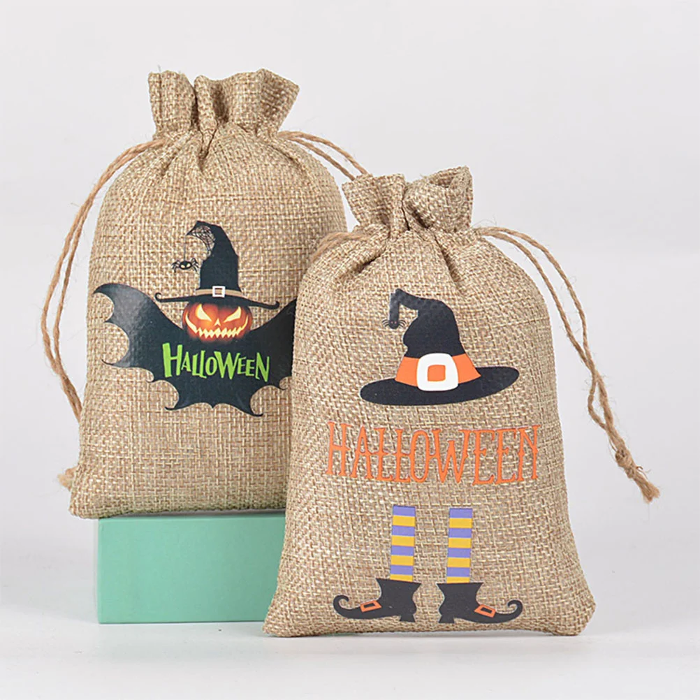 

24 Pcs Halloween Drawstring Bag Candy Bags Gift Pouches Heat Press Favors Linen Packing