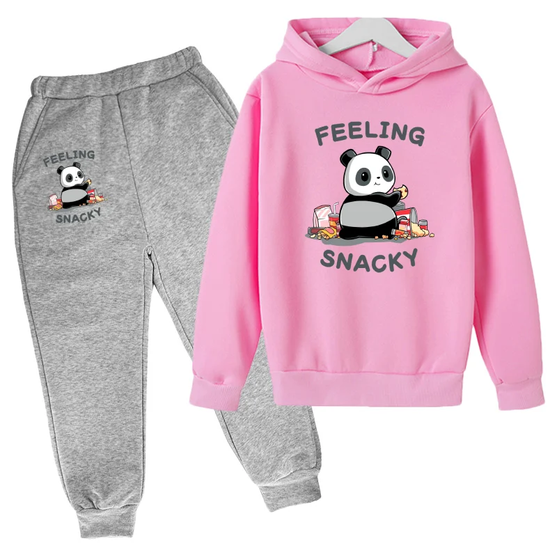 

Cute Panda Street Clothes Set Children Hoodie Pants 2 Piece Boy Sweater Casual Girls Sports Suit2022 Spring and Autumn Age Range