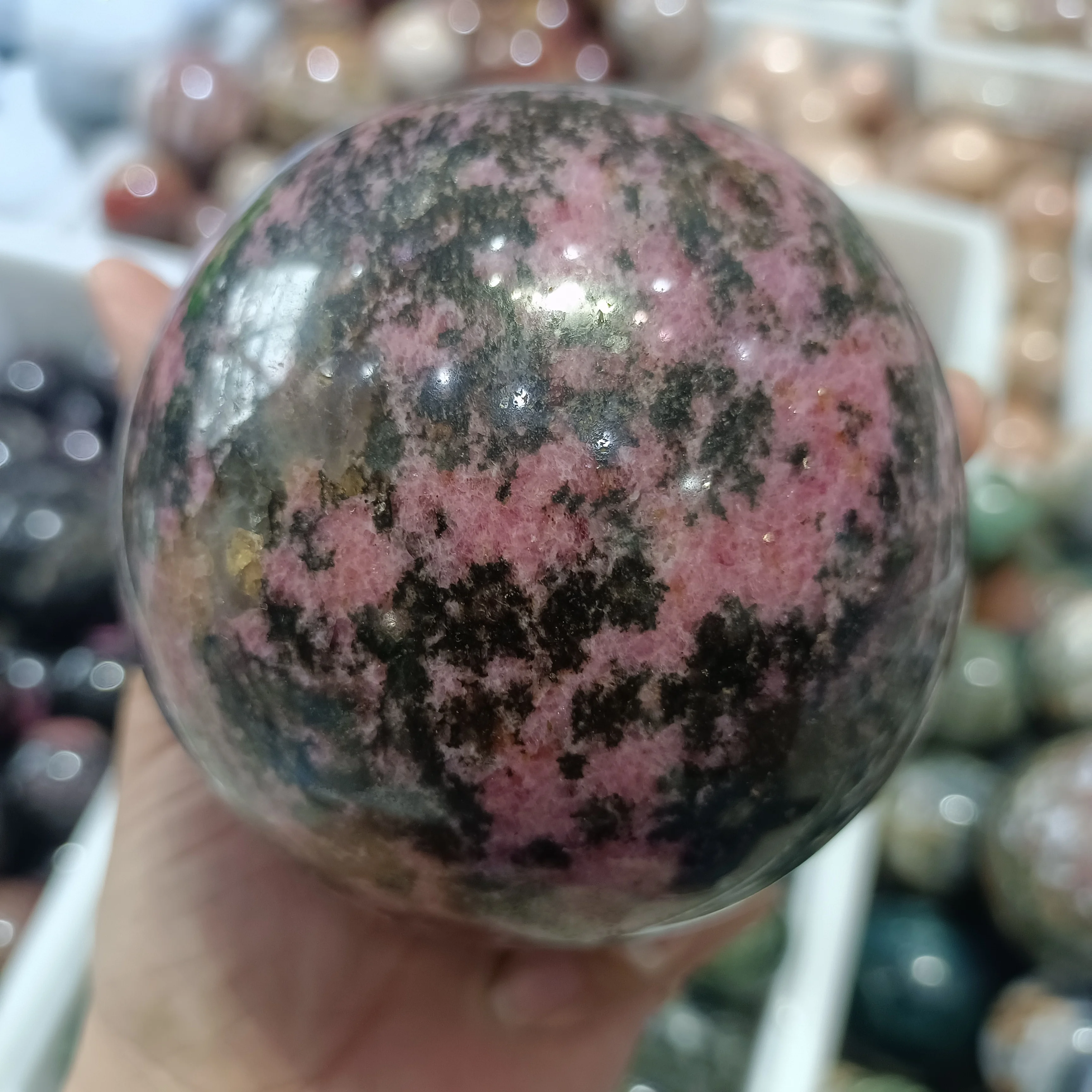 Шар из натурального розового камня, ручная полировка, Хрустальная энергичная руда, украшение для дома и офиса, подарки ручной работы, минеральный дух, исцеление