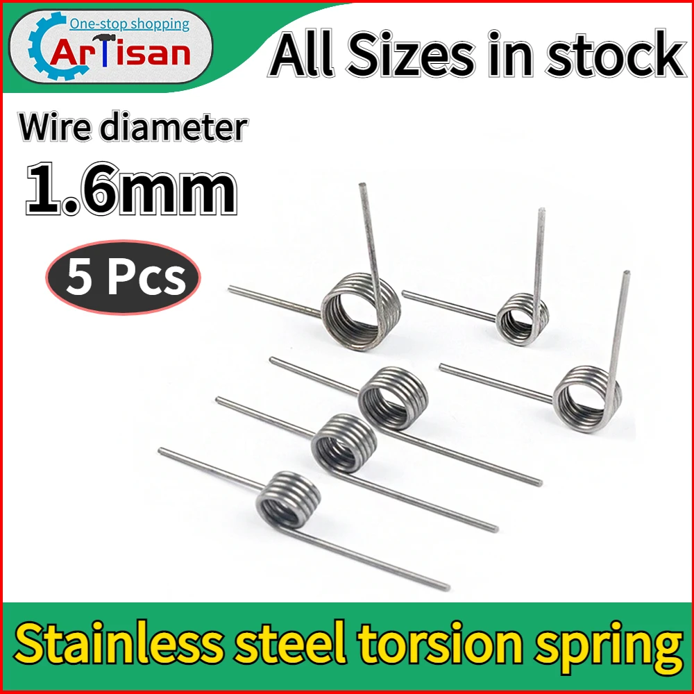 Stainless Steel Torsion Spring  Wire Diameter 1.6mm Angle 60 120 180 Degrees Custom Metal Trash Can Spring Coil for Trimmers