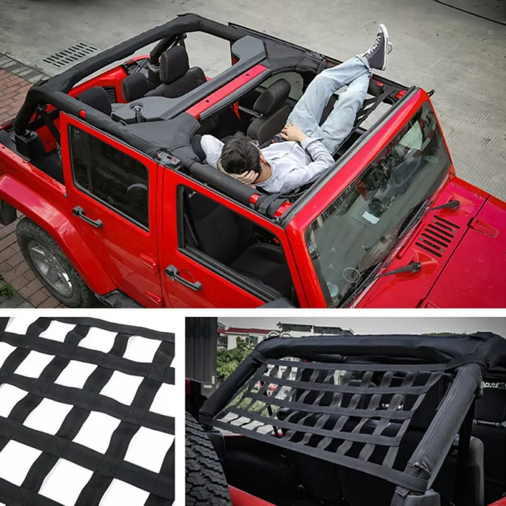 

Гамак на крышу, черный цвет, 1 шт., для Jeep Wrangler YJ TJ JK JL, практичные автомобильные аксессуары, сетка для хранения на крыше автомобиля
