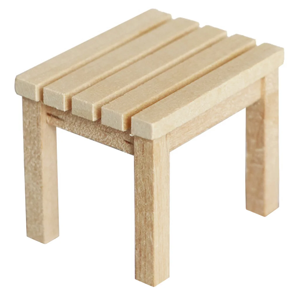 

1pc Mini Adornment Wooden Ornament Mini Furniture Mini Stool Models Toy