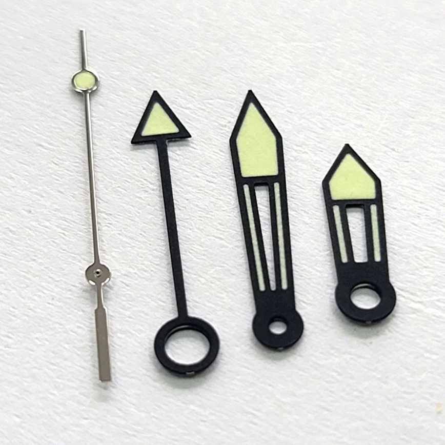 Watch Hands 12.5MM GMT Watch Accessories Black and Green Four Hands Green Luminous Watch Hands for Japanese NH34 Movement 15.5mm