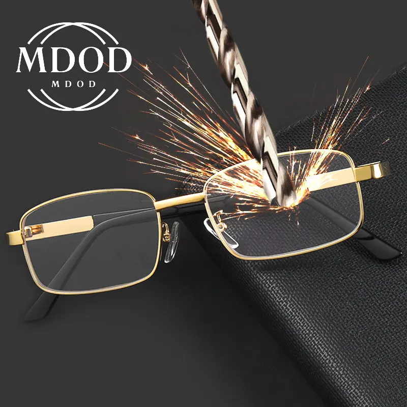 

Anti-Scratch Reading Glasses with Case Men Women Glass Lens Alloy Full Frame Presbyopic Glasses Magnifying Eyewear Diopter