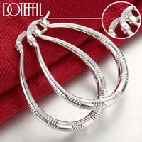 doteffil 925 sterling silver 39mm u circle screw thread hoop earrings women party gift fashion wedding engagement charm jewelry