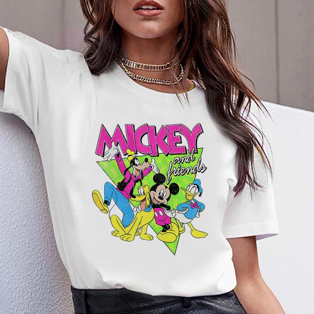 

Mickey and Friends Print Disney Women's Clothes Youthful Style High Street T-shirts Summer 2023 Fashion Trend Tops for Ladies
