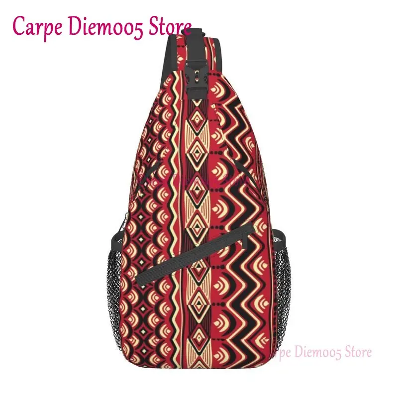 

Maroon African Ankara Sling Bag for Travel Hiking Men's Africa Civilization Styles Crossbody Chest Backpack Shoulder Daypack