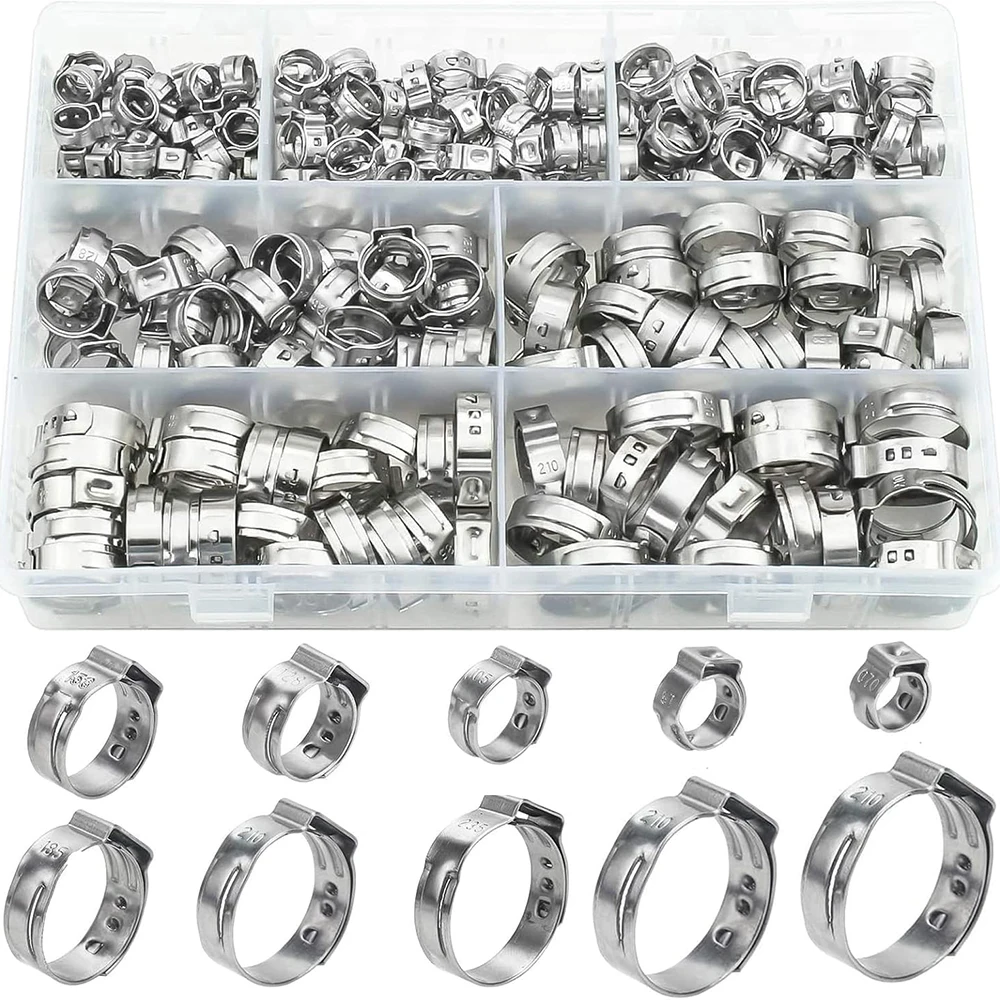 

130 шт. 1/4 "-1" хомуты для шлангов с одним ухом PEX Cinch зажимы из нержавеющей стали бесступенчатые Cinch кольца обжимные хомуты для шлангов ассортимент комплект